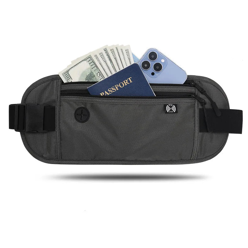 Shield My EMF™ RFID-Blocking Travel Money Belt | Waterproof Waist Pack (Fits Phone + Passport)