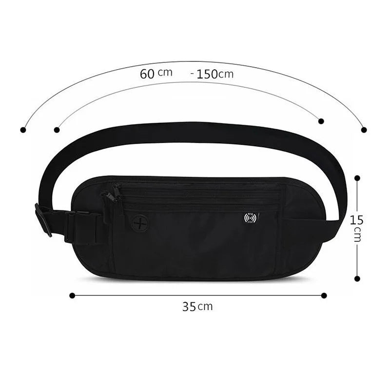 Shield My EMF™ RFID-Blocking Travel Money Belt | Waterproof Waist Pack (Fits Phone + Passport)