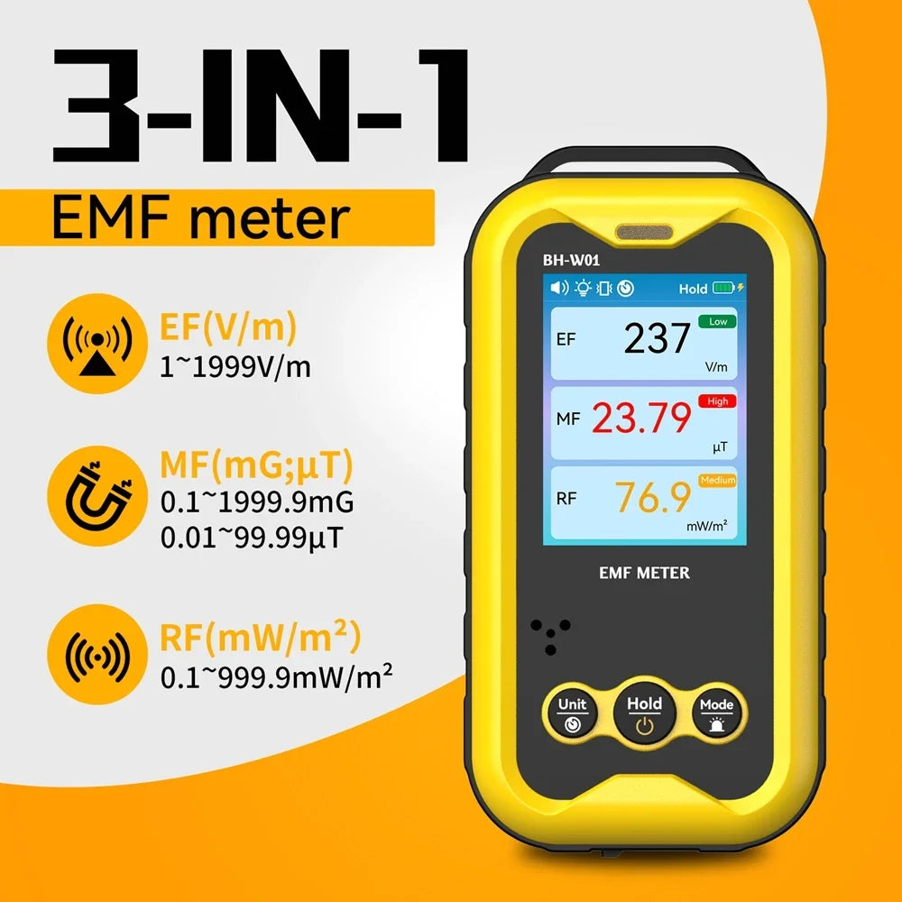 Shield My EMF™ Pro 3-in-1 EMF Meter | Electric, Magnetic & RF Radiation Detector