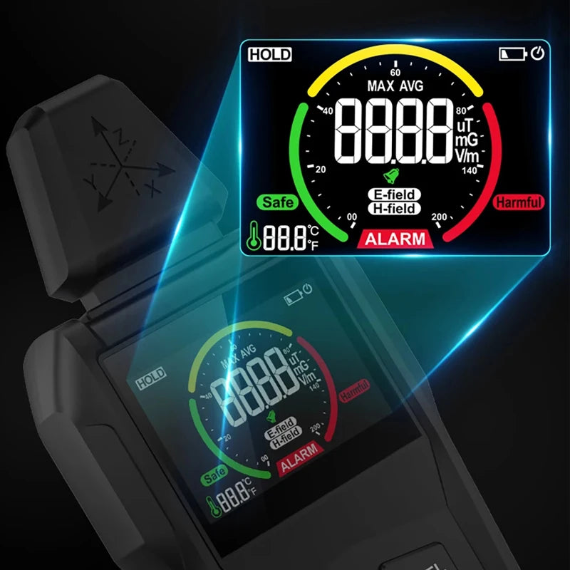 Shield My EMF™ EMF01 3-Axis EMF Meter | Electric & Magnetic Field Detector + Temp