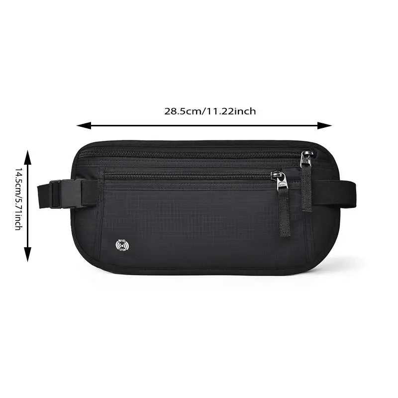 Shield My EMF™ SecureStride RFID Money Belt – Waterproof Hidden Travel Waist Pack