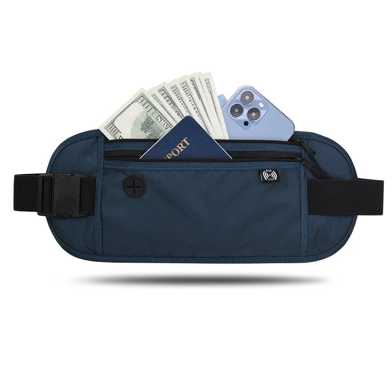 Shield My EMF™ RFID-Blocking Travel Money Belt | Waterproof Waist Pack (Fits Phone + Passport)